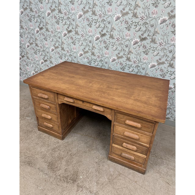 Vintage Oak Ministers Desk, 1930s For Sale - Image 9 of 15