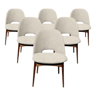 Mid Century Style Tub Dining Chairs Cream Boucle. - Set of 6 For Sale