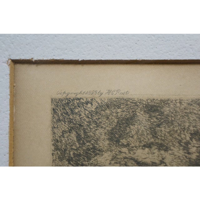 Antique Hc Rost Signed Hunt Theme Forest Elk Stag Landscape Etching 31" For Sale - Image 4 of 11