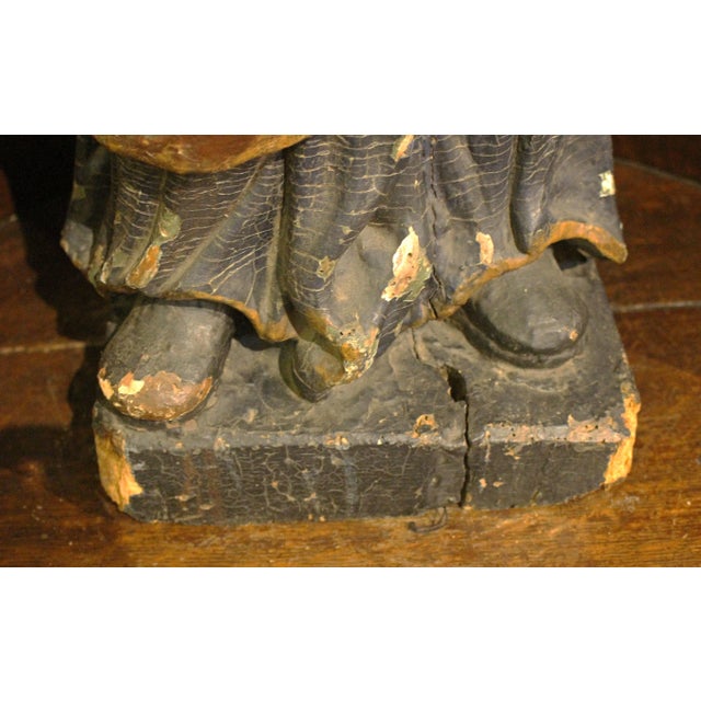 18th Century Wood Sculpture of a Saint For Sale In Raleigh - Image 6 of 8