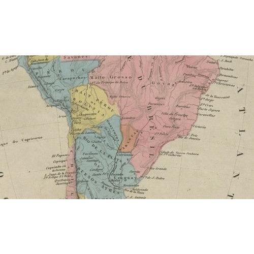 Antique Hand-Colored Map of South America by Levasseur, 1845 For Sale - Image 5 of 15