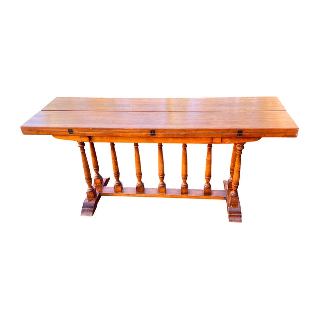 Mid 20th Century Flip Top Harvest Style Console Dining Table Chairish