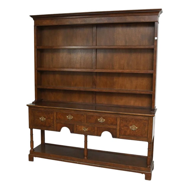1950s 6 Ft Baker Colonial Style Cupboard Shelves Welsh Dresser For Sale