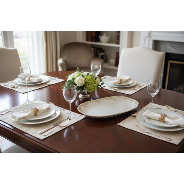 Antique Elite Works Limoges 16" Hostess Platter - Gilded Scrolls & Celadon Dot Border For Sale - Image 11 of 11