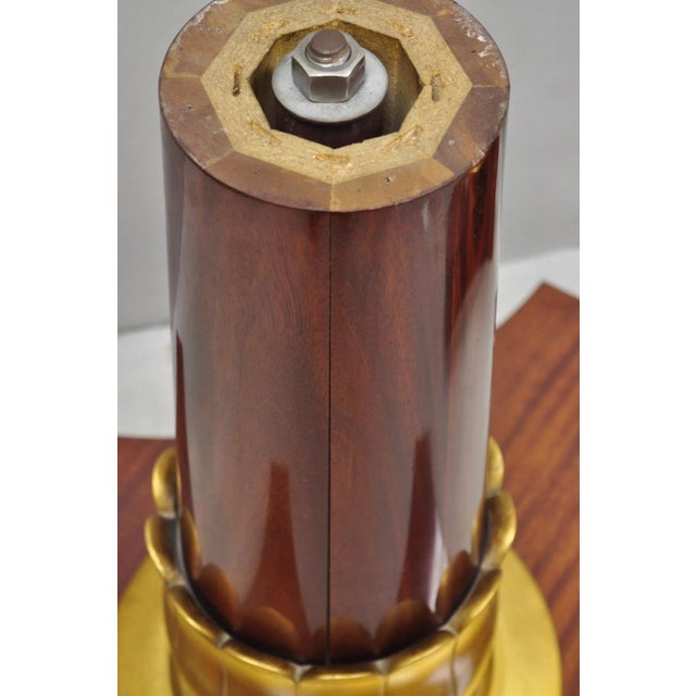 Brown Vintage French Regency Style Mahogany & Gold Gilt Plume Table Pedestal Base (A) For Sale - Image 8 of 16