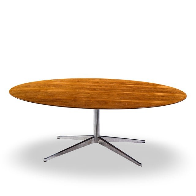 Florence Knoll Mid Century Oval Top Rosewood and Chrome Dining Table For Sale In Chicago - Image 6 of 6