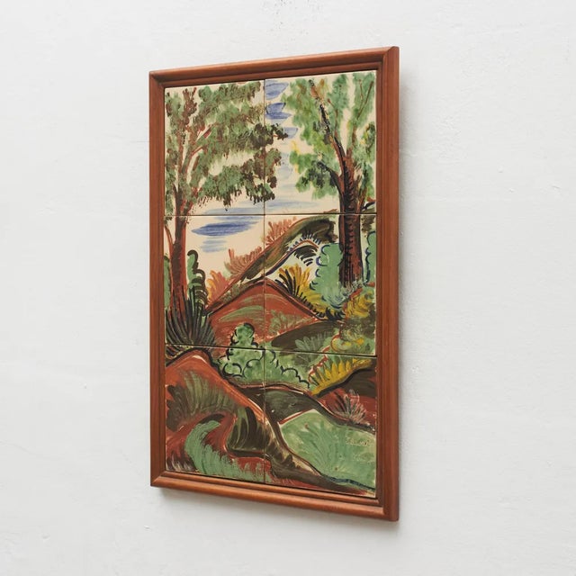Mid-Century Modern Hand-Painted Ceramic Artwork by Diaz Costa, 1960s For Sale - Image 3 of 11