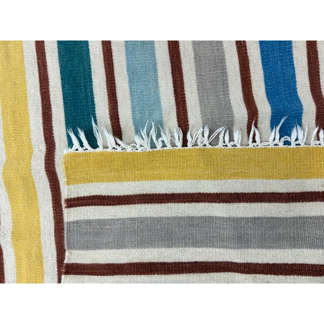 3ft 9in × 6ft 5in Flat Woven Striped Area Rug For Sale - Image 10 of 12