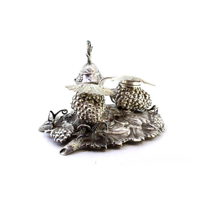 Silver Silver Inkwell with Reliefs of Bunches of Grapes and Vines For Sale - Image 8 of 9