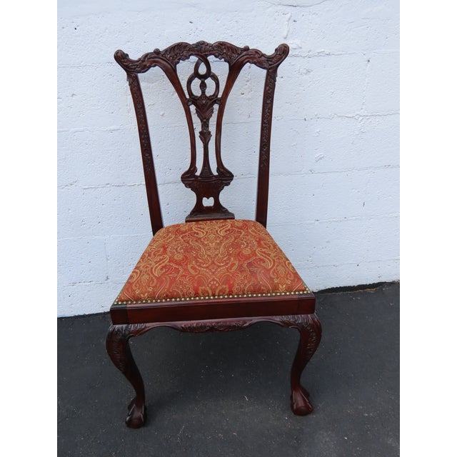 Chippendale Carved Ball and Claw Feet Dining Chairs Set of Two 6632 For Sale - Image 10 of 13