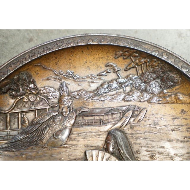 Metal Antique Japanese Meiji Bronze Charger Plate, 1880 For Sale - Image 7 of 9