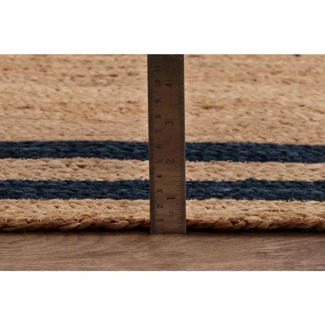 6x8 Ft. Navy Blue Jute Braided Rectangle Boho Chic Rug For Sale - Image 6 of 7