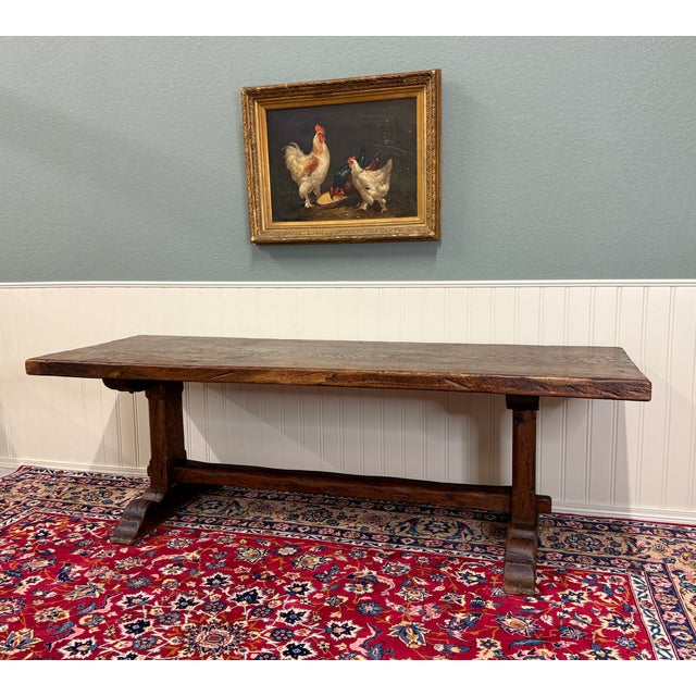 Antique French Country Farm Dining Table Farmhouse Trestle Base Oak Early 19th C For Sale - Image 18 of 18