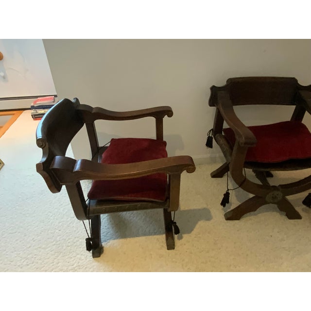 Spanish style reprduction of historic design, leather seats, has removable cushions over seats. Has personalized monograms...