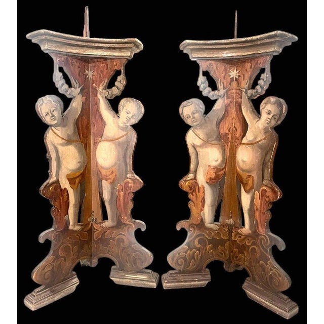 Brown Italian Palace Candleholders, Set of 2 For Sale - Image 8 of 8