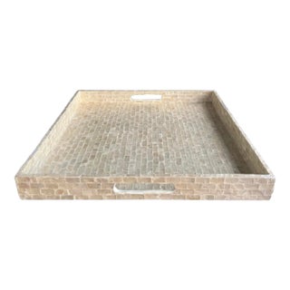 Handmade Capiz Shell Mother of Pearl Square Tray For Sale