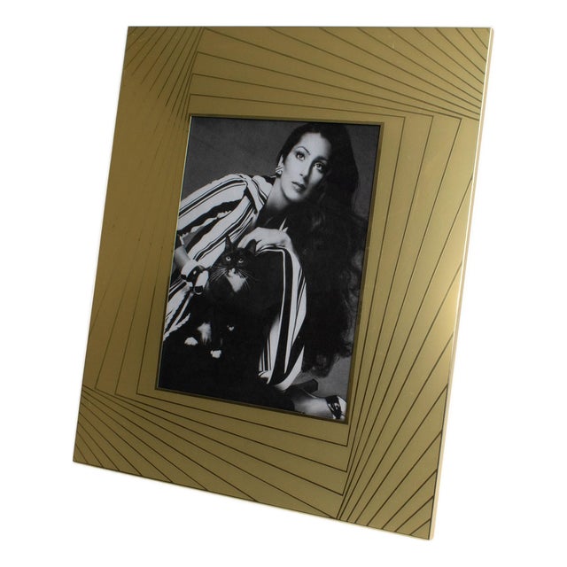 Umberto Mascagni Gilded Aluminum Picture Frame, Italy 1970s For Sale