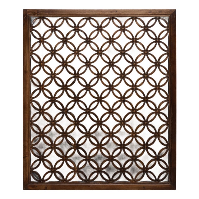 Mid 19th Century Chinese Coin Collector's Fretwork Panel Wall Mirror For Sale