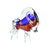 Mid-century murano bull, italian *sommerso* glass art; clear murano glass with gold flecks and a central blood-red and...