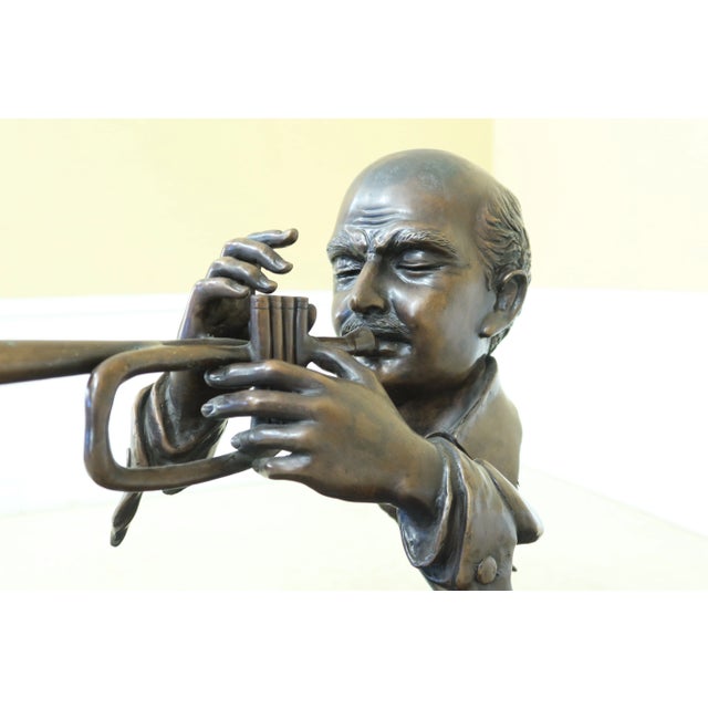 Traditional Signature Statuary A6862 Bronze Trumpet Player Sculpture For Sale - Image 3 of 9