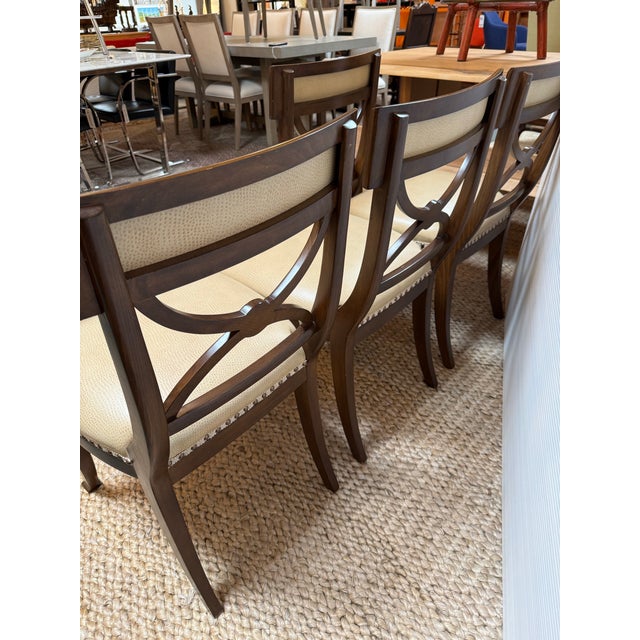 Brown Schumacher French Empire Revival Mahogany Dining Chairs, Set of Eight For Sale - Image 8 of 12