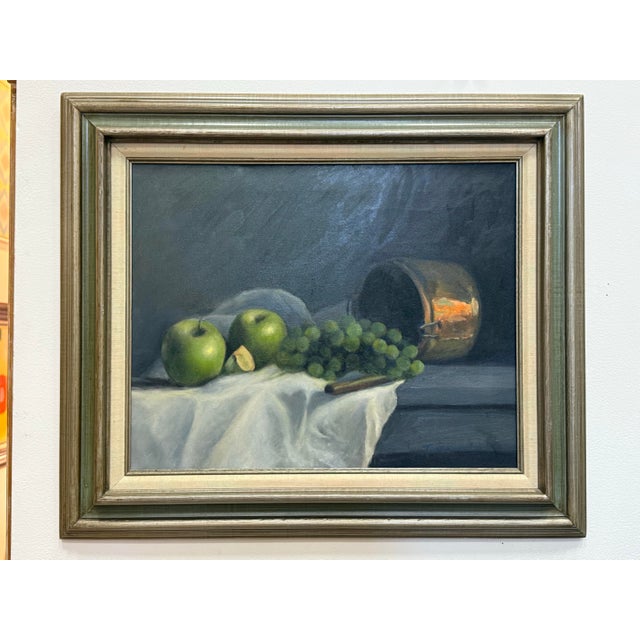 Gray Vintage Still Life Oil Painting Canvas, Thomas Kerwick (1923-2015) For Sale - Image 8 of 10