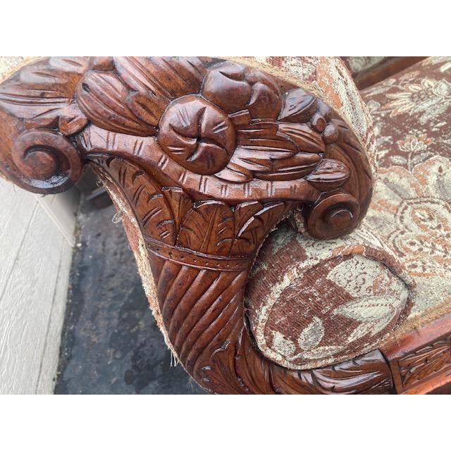 Wood 1875 Victorian Couch Made in the Us Hand Carved Walnut For Sale - Image 7 of 12