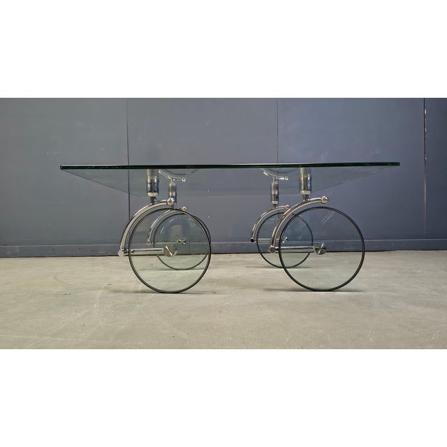 Gae Aulenti Glass Coffee Table with Wheels by Gae Aulenti, 1980s For Sale - Image 4 of 13
