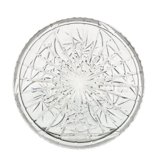 Vintage Cut Crystal Ship’s Decanter – Eleanor Pattern by American Cut – Faceted Dome Stopper – 34 Oz Barware Accent For Sale - Image 10 of 11