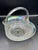 Large Iridescent Pressed‑Glass Centerpiece Basket With Handle For Sale - Image 4 of 9