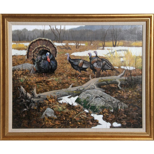 Marcel Bordei, Early Spring (Wild Turkeys), Painting For Sale - Image 4 of 4