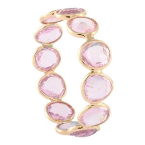 Pink Sapphire Eternity Band Ring in 18k Yellow Gold Size 7 ( All Sizes Available )