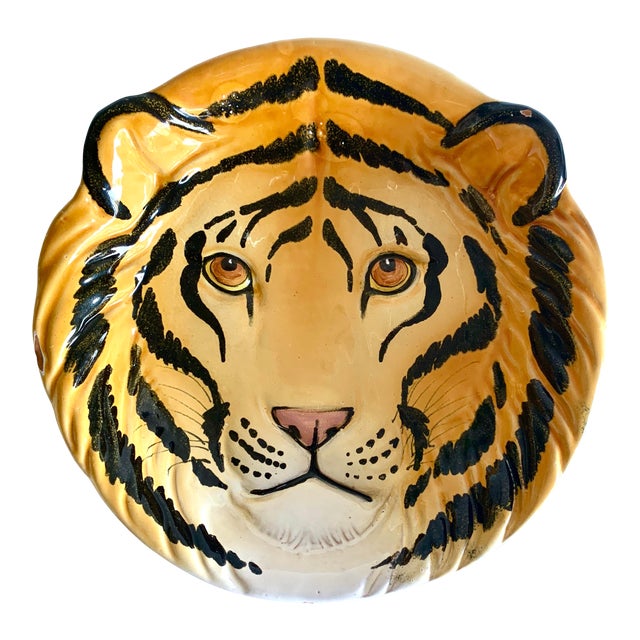Mid 20th Century Italian MidCentury Tiger Face Pottery Bowl Chairish