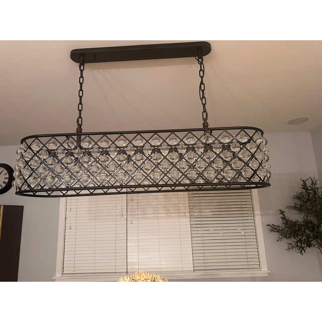Black Timothy Oulton for Restoration Hardware 59.5" Crystal Linear 8 Light Chandelier- Excellent Condition For Sale - Image 8 of 15