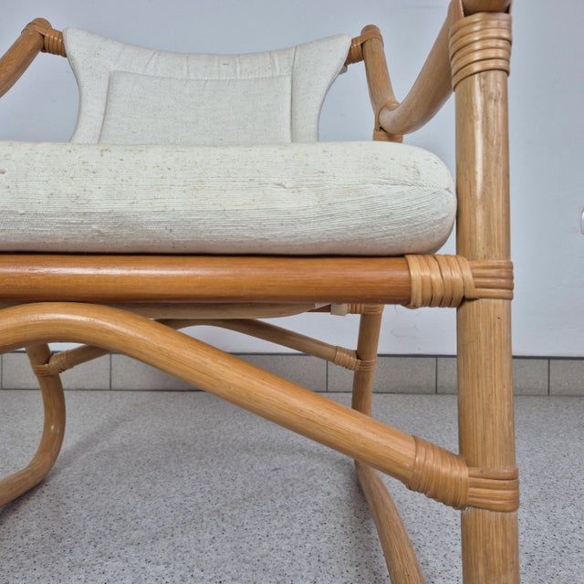Wood Mid-Century Danish Bamboo and Wool Lounge Chair, 1970s For Sale - Image 7 of 12