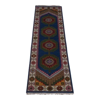 Turkish Hand Knotted Approx. 2.5’ X 8’ Wool Runner Rug For Sale