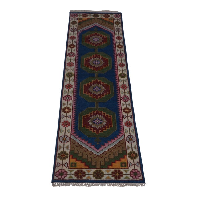 Turkish Hand Knotted Approx. 2.5’ X 8’ Wool Runner Rug For Sale