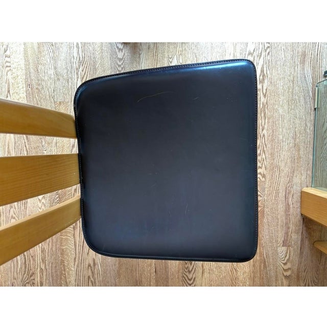 Vintage Mid 80s Italian Wood and Leather Dining Chairs - A Set of 4 For Sale In San Diego - Image 6 of 10