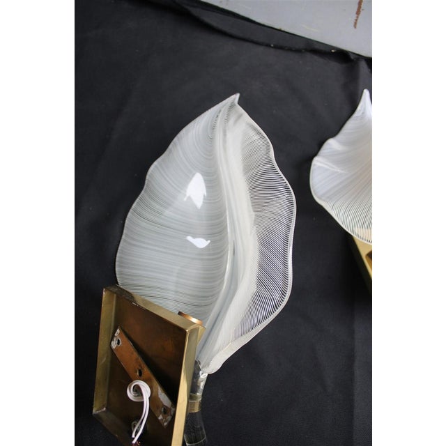 1970s Leaf-Shaped Wall Lights by Franco Luce, Murano, 1970s, Set of 2 For Sale - Image 5 of 14