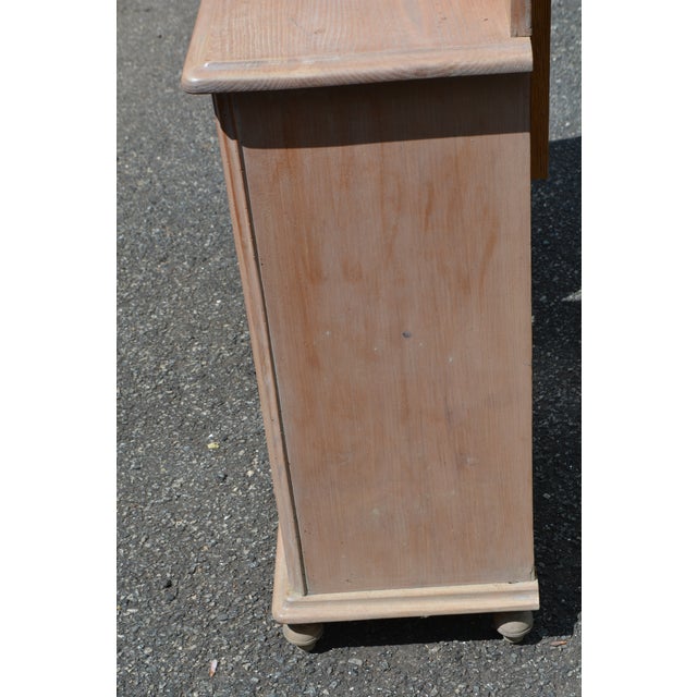 Vintage Pair Rustic Pine Wood Nightstands W/ Drawer / Cupboard & Back Splash For Sale - Image 14 of 18