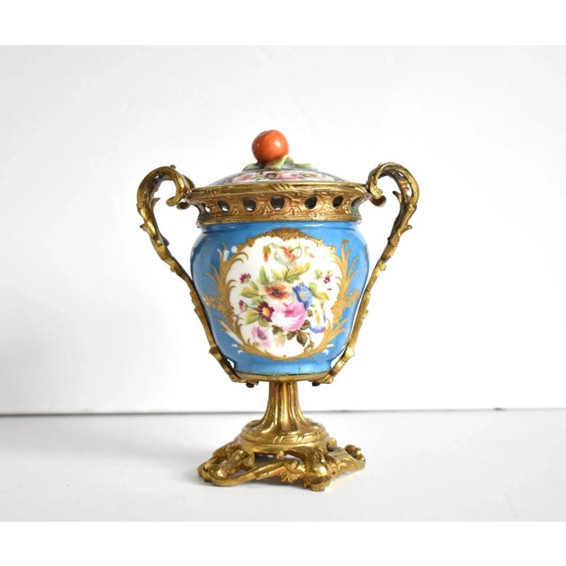 Antique French Sevres Style Gilt Ormolu and Porcelain Urn Vase For Sale In San Francisco - Image 6 of 13