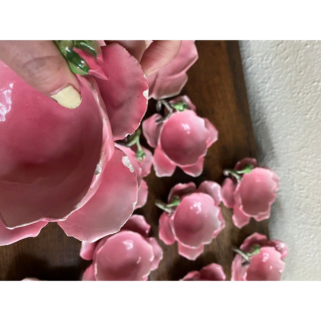 Vintage Handmade Italian Rose Tea Cup & Dessert Plates Set- 19 Pieces For Sale - Image 11 of 13