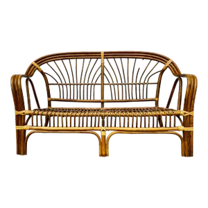 Vintage Bamboo Rattan Loveseat Sofa