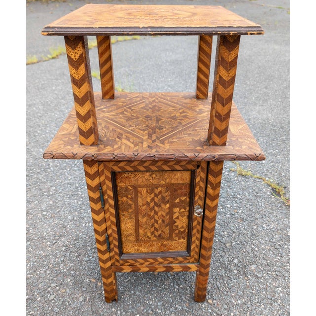 19th or 20th Century American Folk Art Marquetry Etagere Table Stand For Sale In New York - Image 6 of 16