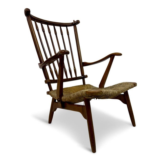 Dutch Stick Back and Rush Seat attributed to De Ster Gelderland, 1950s For Sale - Image 18 of 18
