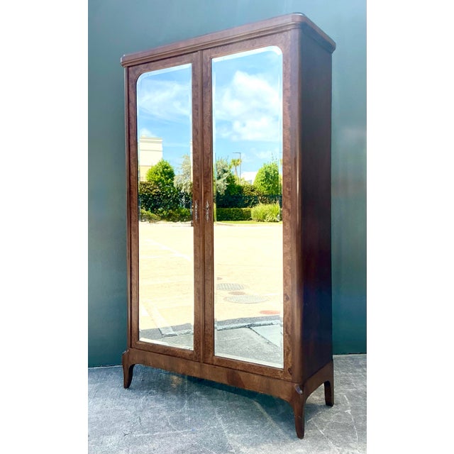 Vintage French Empire Mahogany Mirrored Armoire For Sale - Image 11 of 12
