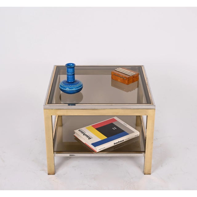 Mid-Century Italian Brass Chrome and Glass Coffee Table, 1970s For Sale - Image 18 of 18