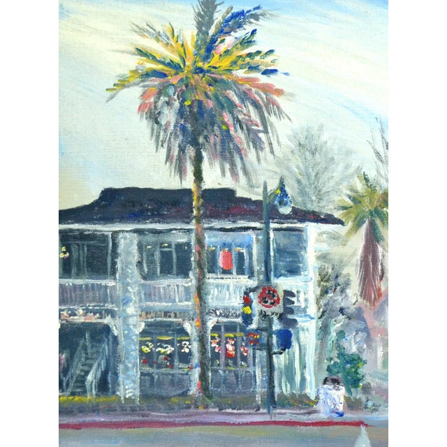 Charming oil painting of corner of Santa Cruz Ave and W. Main Street in downtown Los Gatos, California by Eugene Atcheson...