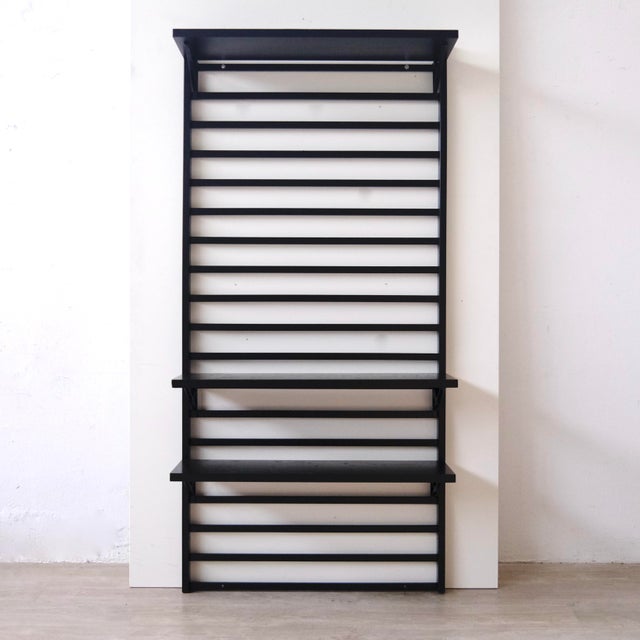 Wall Bookcase Wooden Rack with Lacquered Ash Shelves, 1980s For Sale - Image 15 of 18