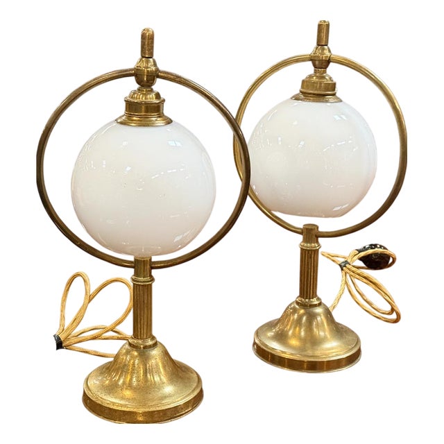 Vintage Table Lamps in Brass, 1920s, Set of 2 For Sale